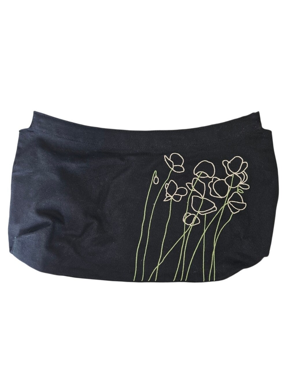 Thirty-One Black Canvas Embroidered Poppy Purse Skirt